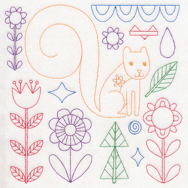 Folk Art Animal Square - Squirrel (Vintage)