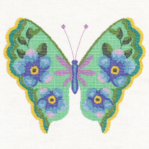 Forget-Me-Not Butterfly in Watercolor (Cross Stitch) - Image 4