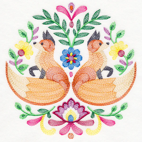 Foxes Folk Art Crest - Image 2