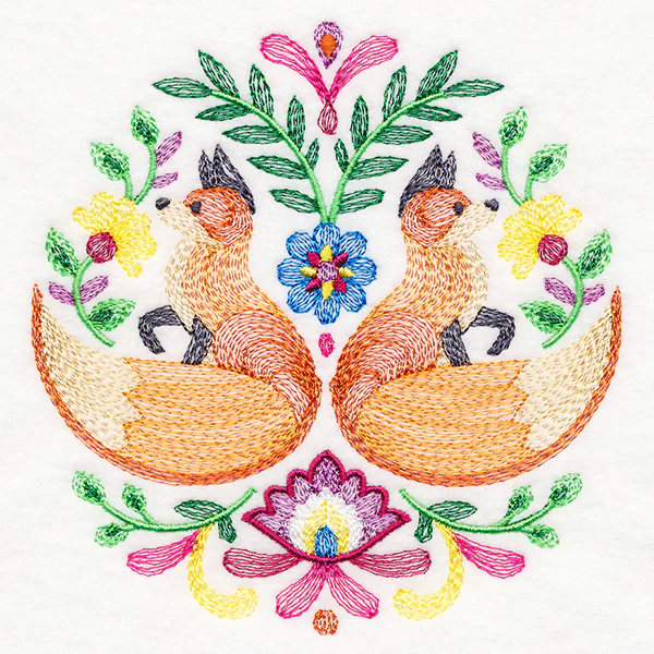 Foxes Folk Art Crest - Image 4
