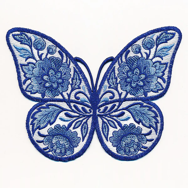 Free-Flying Delft Blue Butterfly (In-the-Hoop) - Image 2