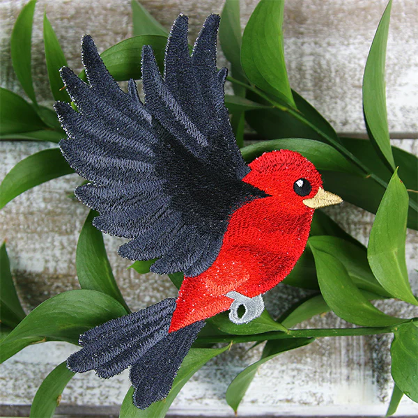 Free-Flying Scarlet Tanager (In-the-Hoop) - Image 3