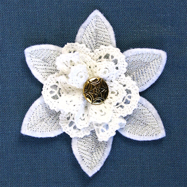 Freestanding Fabric and Lace Flower (In-the-Hoop) - Image 5