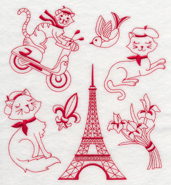 French Felines (Redwork) - Image 5