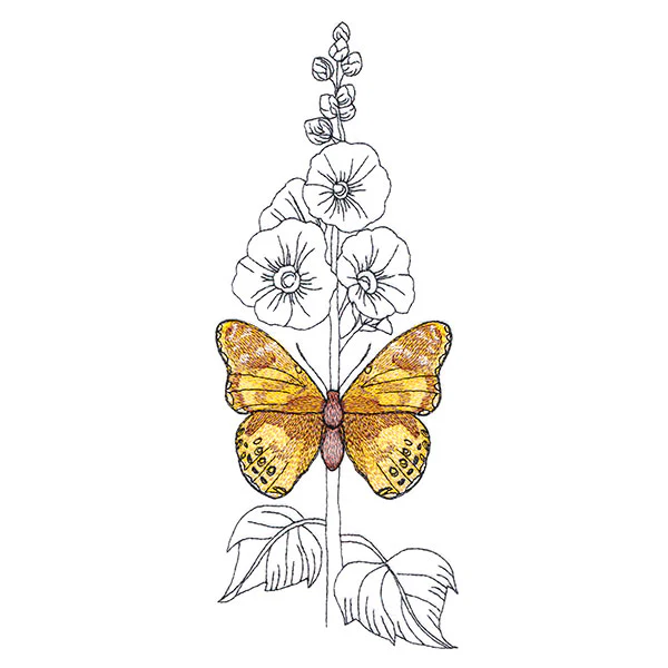 Fresh Hollyhock and Painted Lady - Image 3