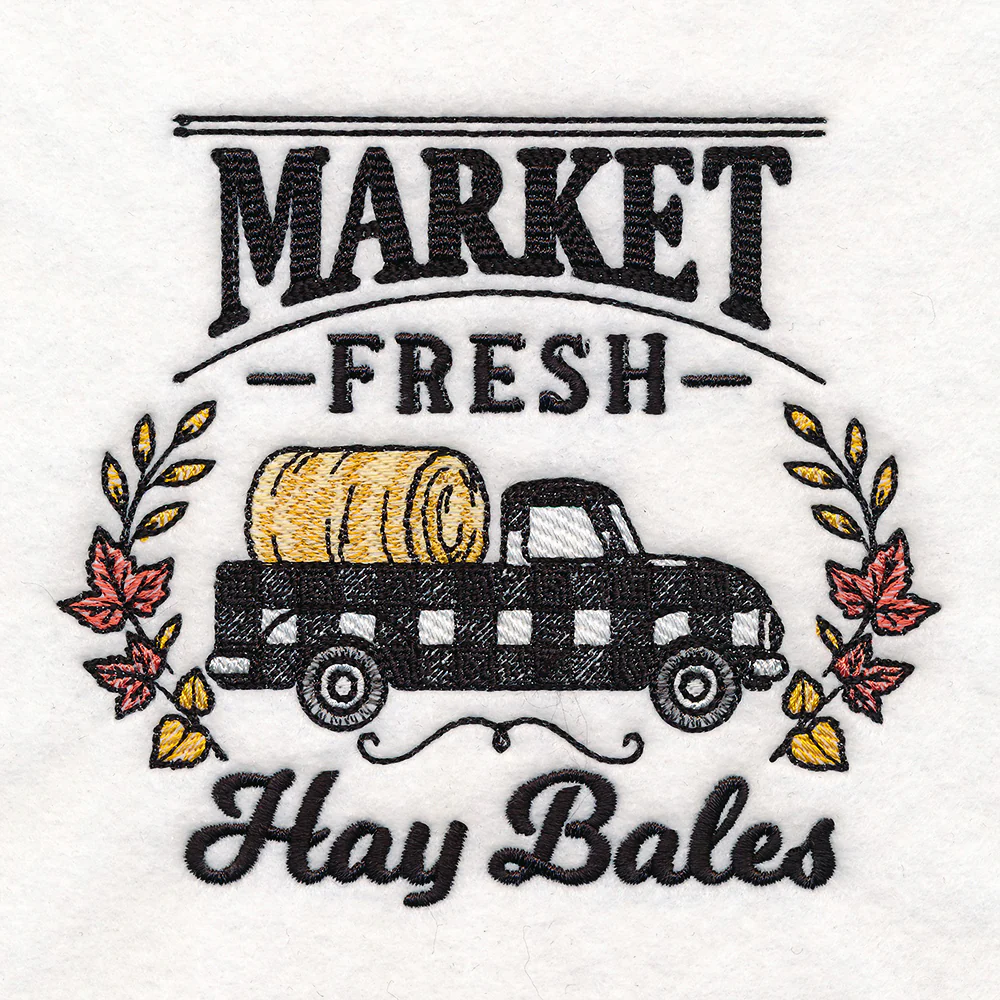 Fresh Market Autumn Retro Truck - Hay bale - Image 3