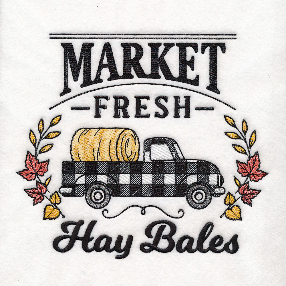 Fresh Market Autumn Retro Truck - Hay bale - Image 4