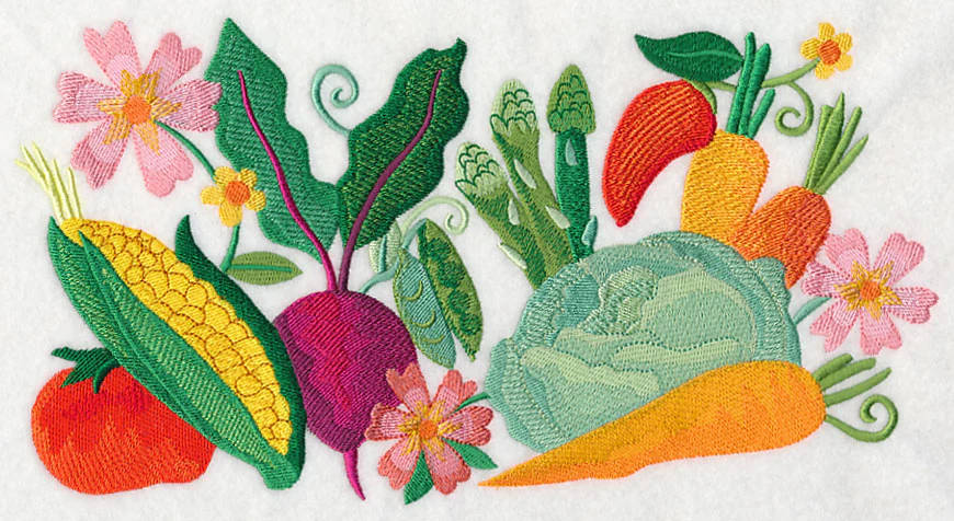 Fresh Vegetables in Watercolor Rectangle