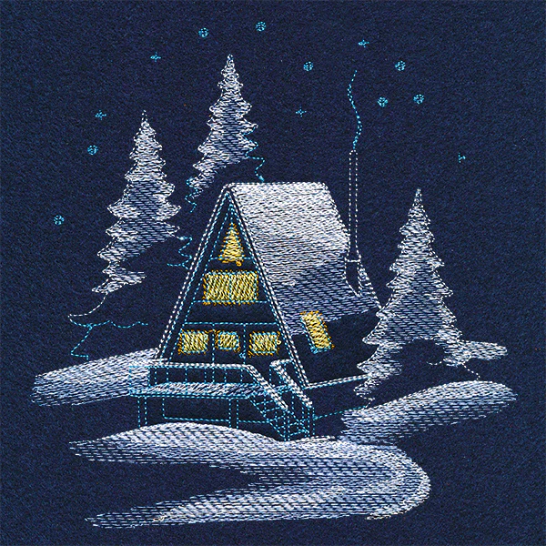 Frosted Cabin Scene - Image 2
