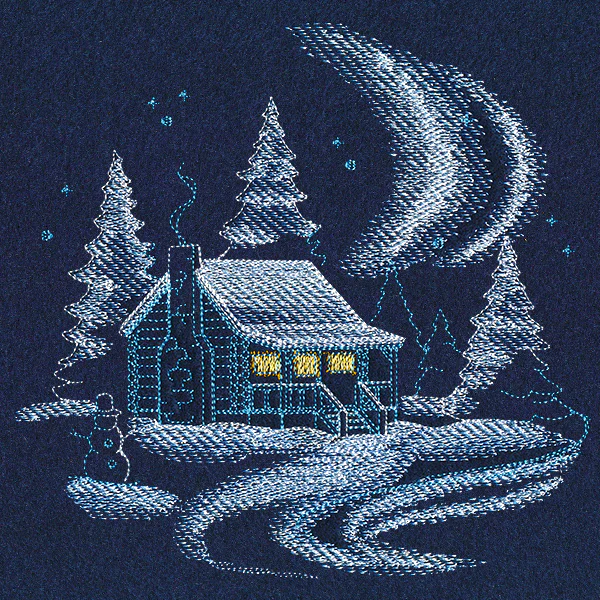 Frosted Log Cabin Scene - Image 2