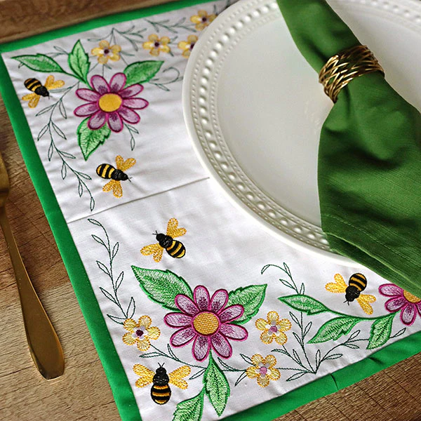 Garden Bees Placemat Corner - Bottom Left - Image 3