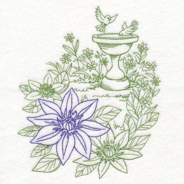 Garden Bird Bath Etching - Image 3