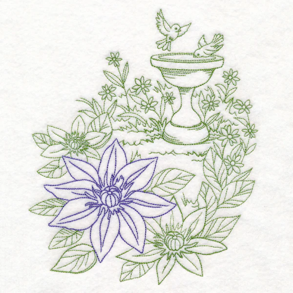 Garden Bird Bath Etching - Image 6