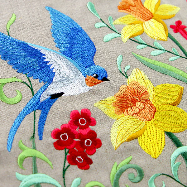 Garden Bluebird in Daffodils and Blooms - Image 12