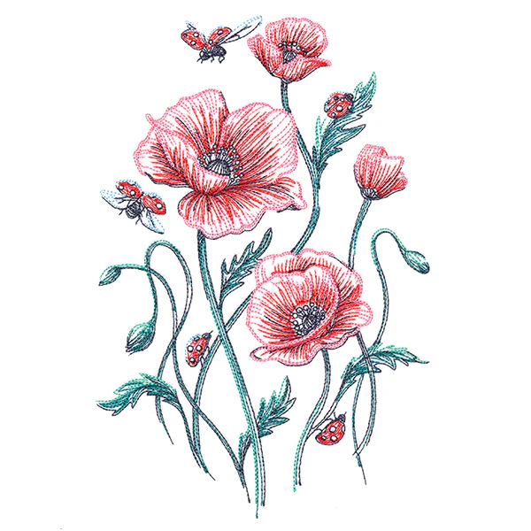 Garden Delights - Poppies & Ladybugs - Image 2