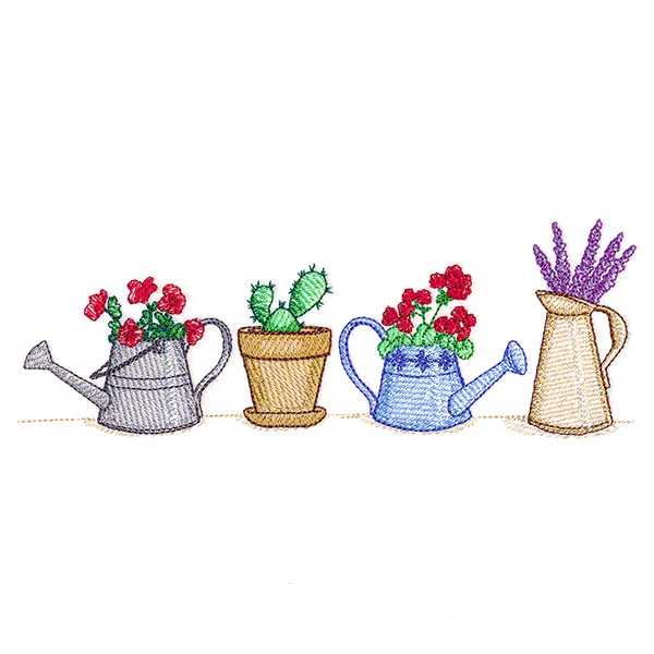 Garden Flowers Watering Can Border - Image 3