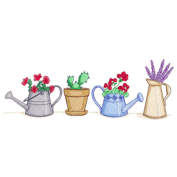 Garden Flowers Watering Can Border - Image 5