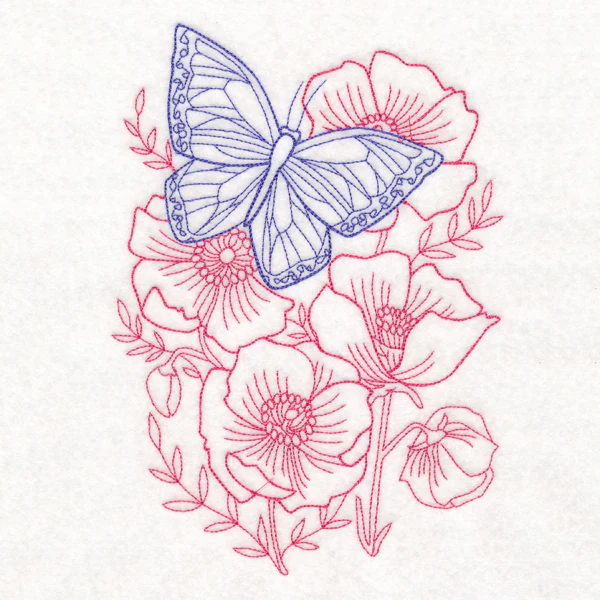 Garden Poppy Butterfly Etching - Image 2