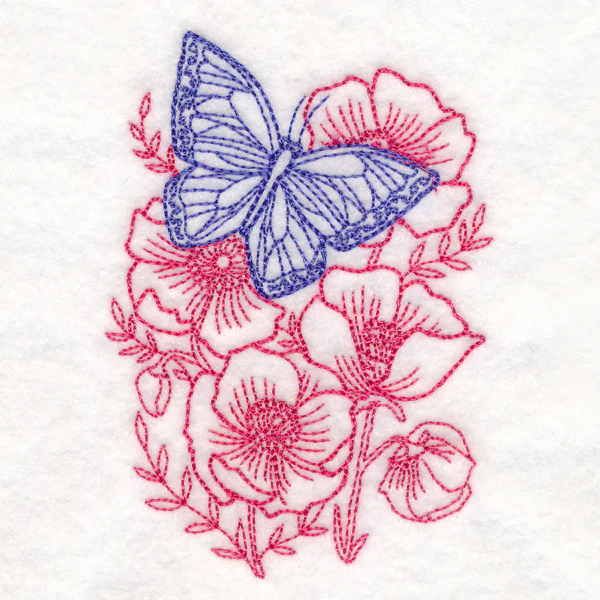 Garden Poppy Butterfly Etching - Image 5