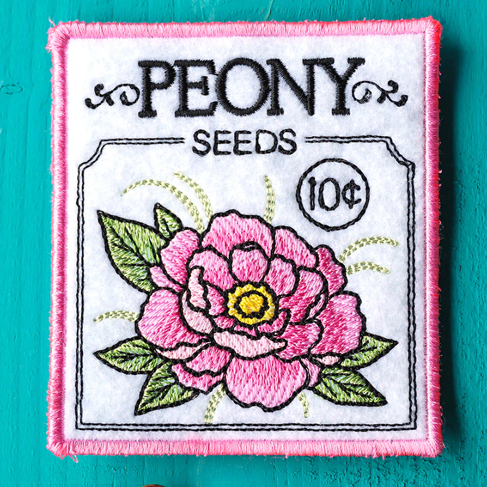 Garden Seed Packet Coaster - Peony (In-the-Hoop) - Image 4