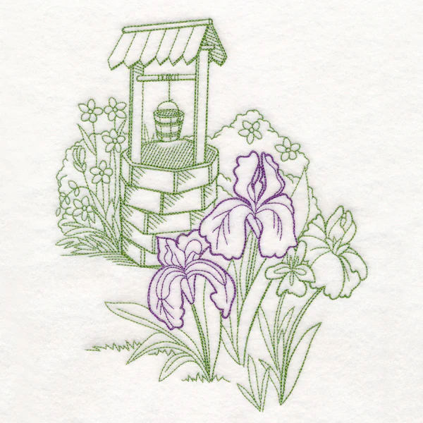 Garden Wishing Well Etching - Image 6