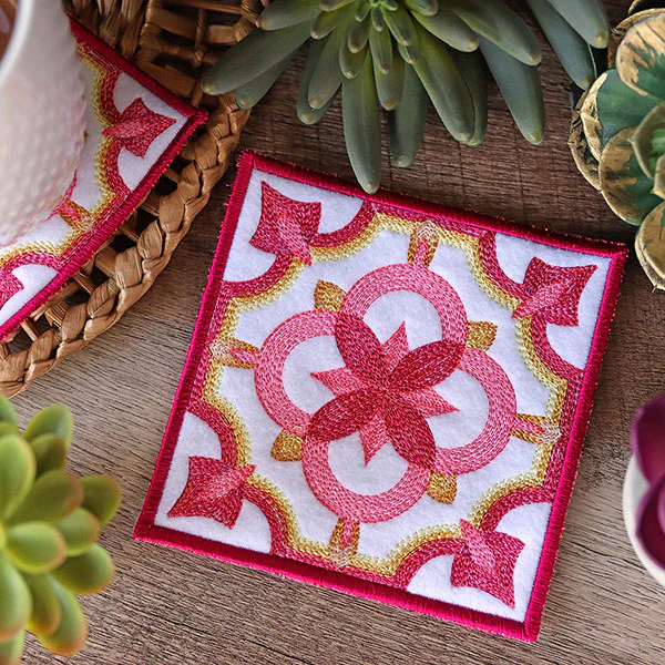 Geometric Color Theory Square Coaster (In-the-Hoop) - Image 2