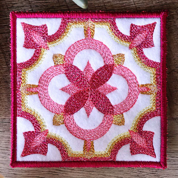 Geometric Color Theory Square Coaster (In-the-Hoop) - Image 4