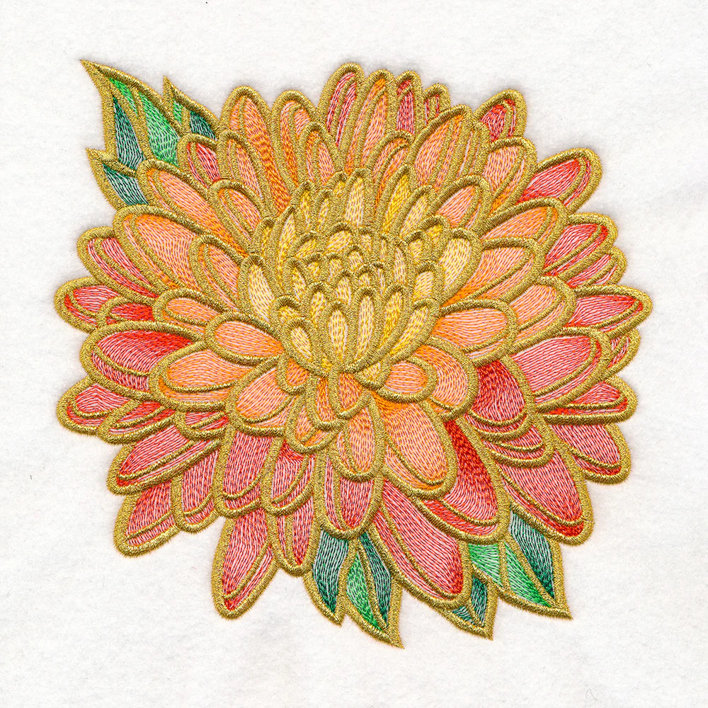 Gilded Stained Glass Chrysanthemum - Image 3