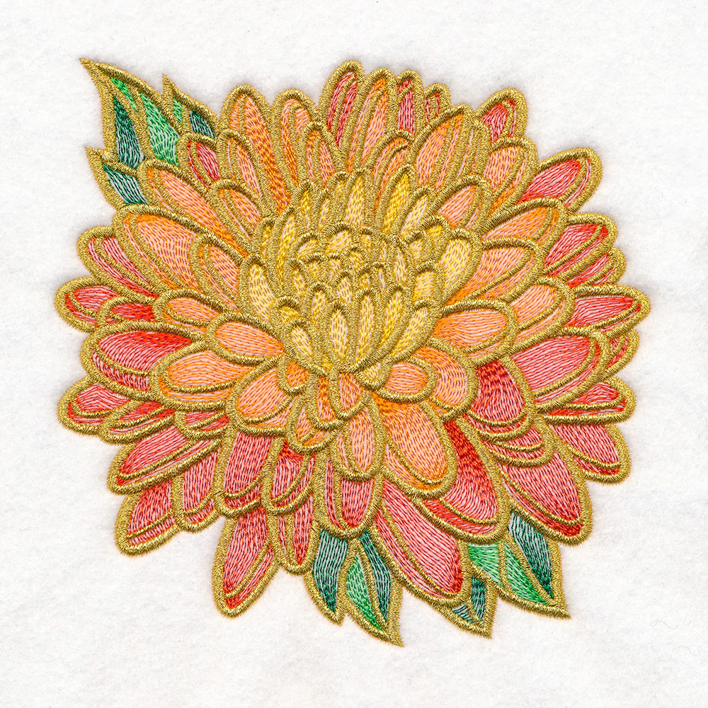 Gilded Stained Glass Chrysanthemum - Image 4
