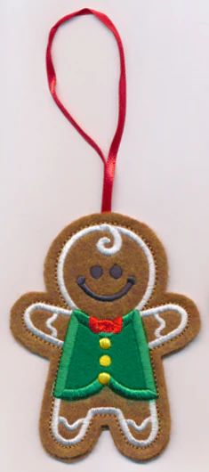 Gingerbread Boy Cookie Ornament (In-the-Hoop) - Image 2