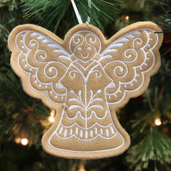 Gingerbread Cookie Ornament - Angel (In-the-Hoop) - Image 3