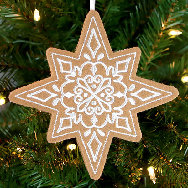 Gingerbread Cookie Ornament - Christmas Star 2 (In-the-Hoop) - Image 3