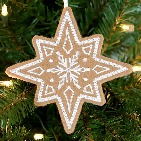 Gingerbread Cookie Ornament - Christmas Star 3 (In-the-Hoop) - Image 2