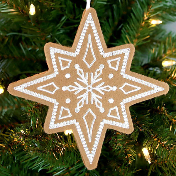 Gingerbread Cookie Ornament - Christmas Star 3 (In-the-Hoop) - Image 3