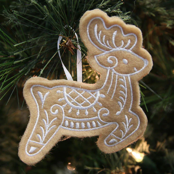 Gingerbread Cookie Ornament - Reindeer (In-the-Hoop) - Image 2