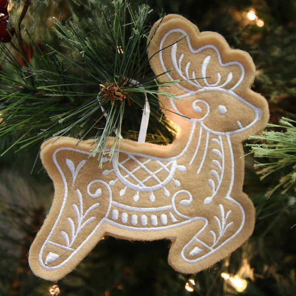 Gingerbread Cookie Ornament - Reindeer (In-the-Hoop) - Image 3