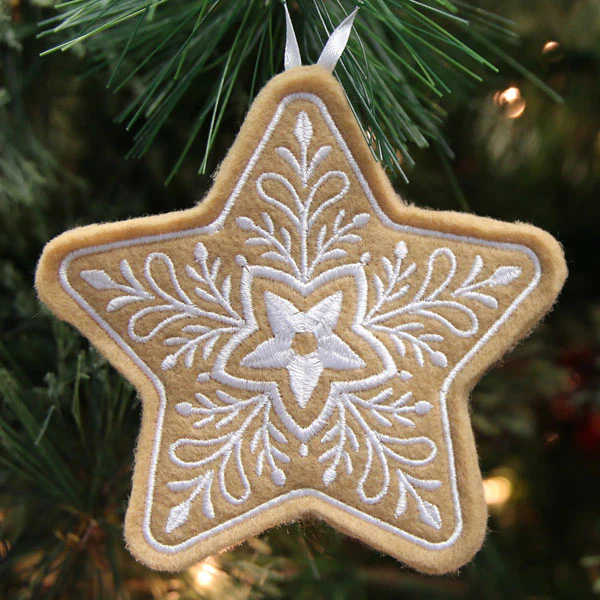 Gingerbread Cookie Ornament - Star (In-the-Hoop) - Image 2