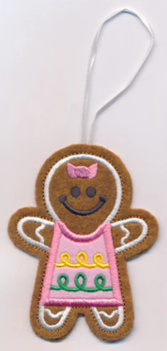 Gingerbread Girl Cookie Ornament (In-the-Hoop) - Image 2