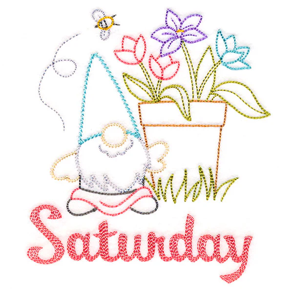 Gnome with Flowerpot on Saturday (Vintage) - Image 3