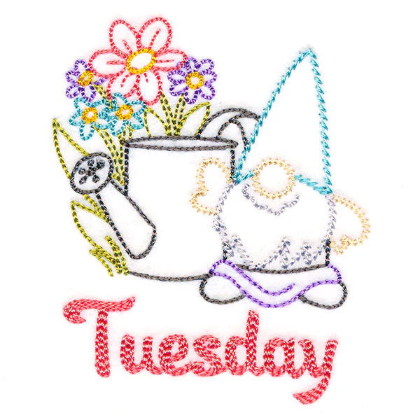 Gnome with Watering Can on Tuesday (Vintage) - Image 2