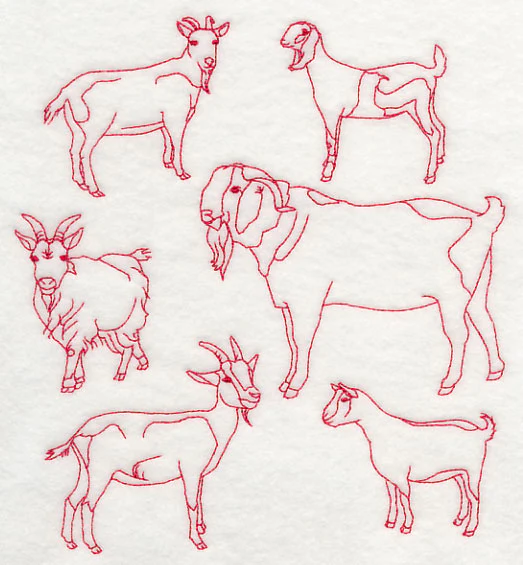 Goat Medley (Redwork) - Image 2