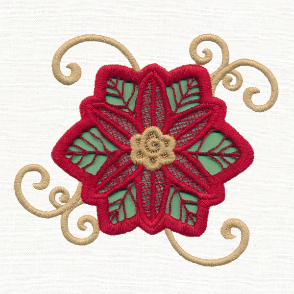 Golden Swirls Poinsettia Accessory (Cutwork) - Image 3