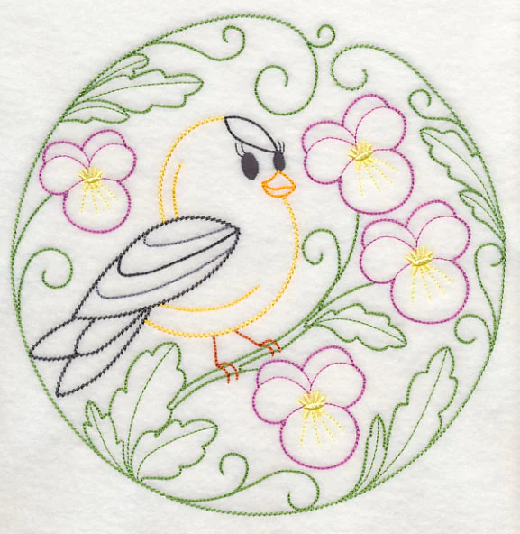 Goldfinch and Pansies (Vintage)