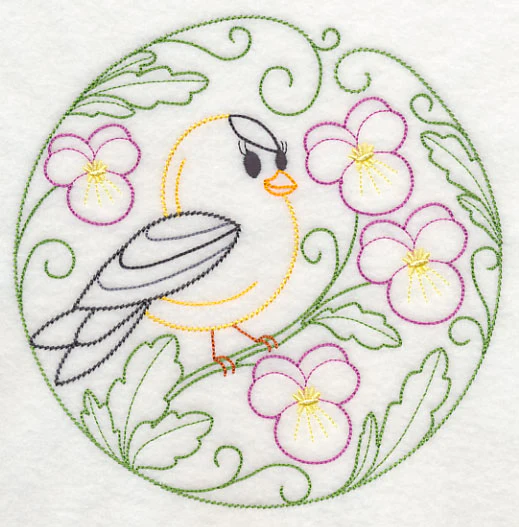 Goldfinch and Pansies (Vintage) - Image 2