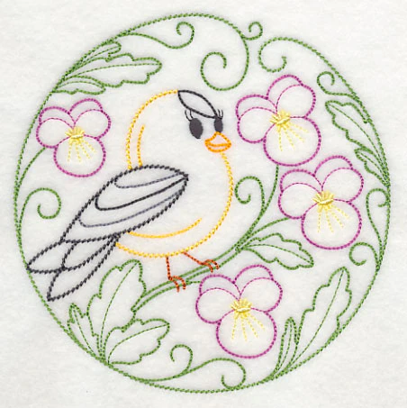 Goldfinch and Pansies (Vintage) - Image 3