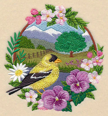 Goldfinch - Spring Meadow with Tree - Image 3