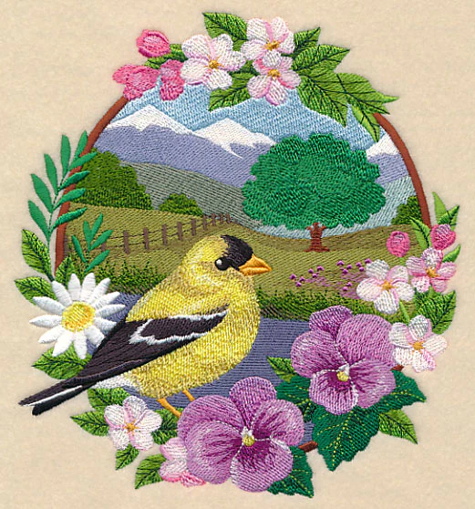 Goldfinch - Spring Meadow with Tree - Image 4