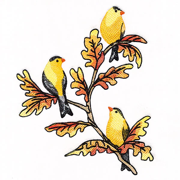 Goldfinches on Autumn Oak Branches Trio - Image 4