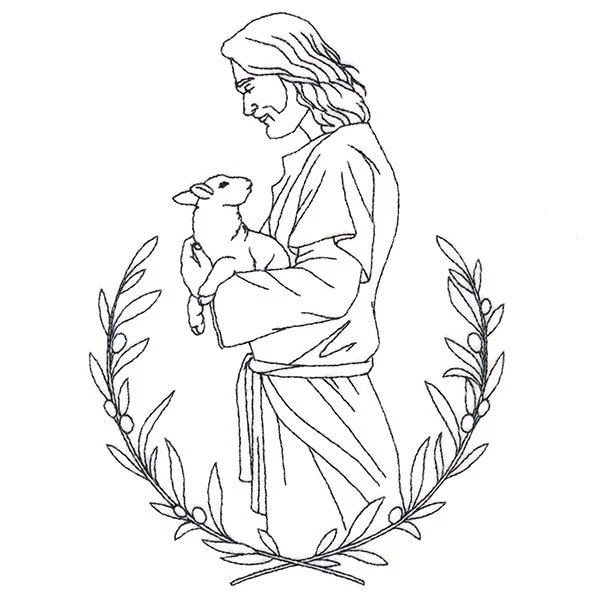 Good Shepherd Jesus with Lamb (Vintage Stitch) - Image 3