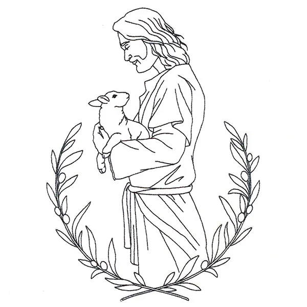 Good Shepherd Jesus with Lamb (Vintage Stitch) - Image 4